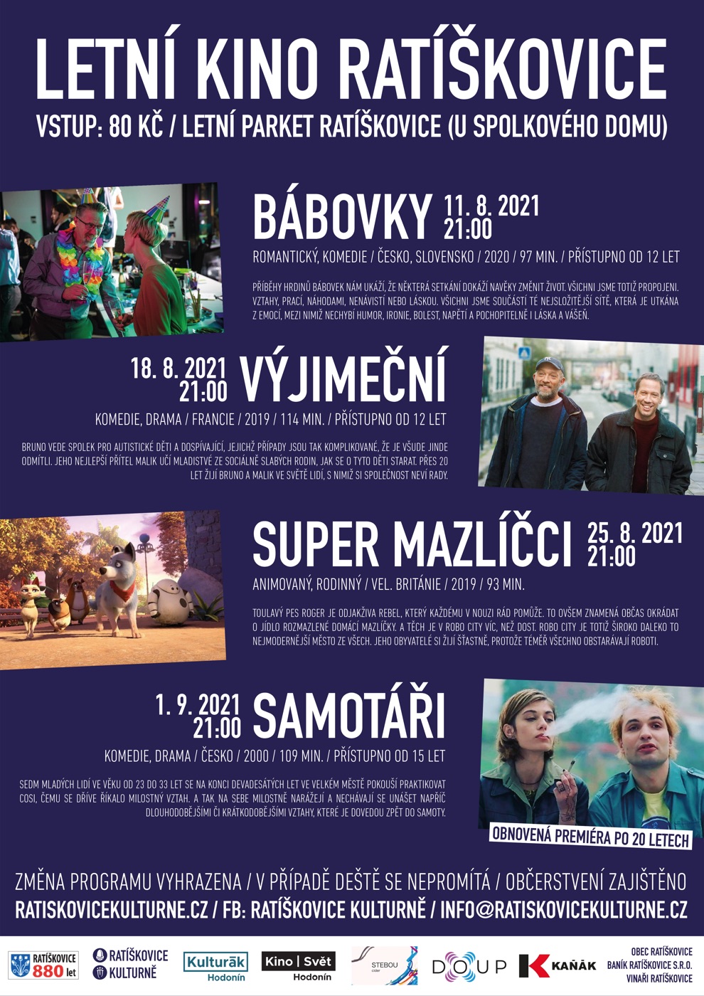 Plakát Letního kina Ratíškovice 2021