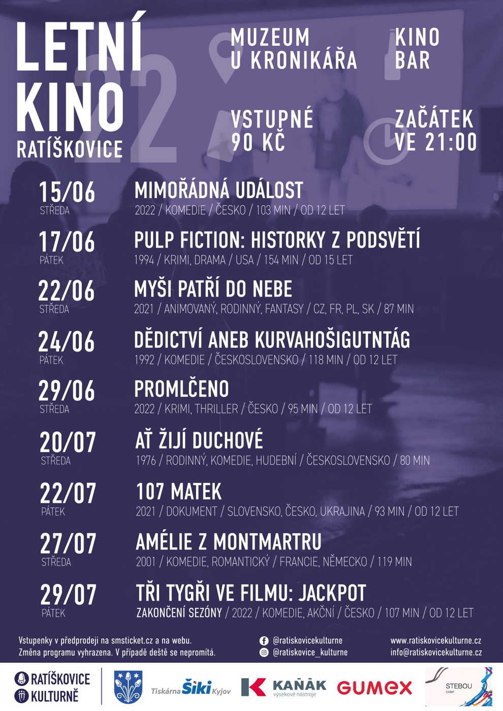 Plakát Letního kina Ratíškovice 2022