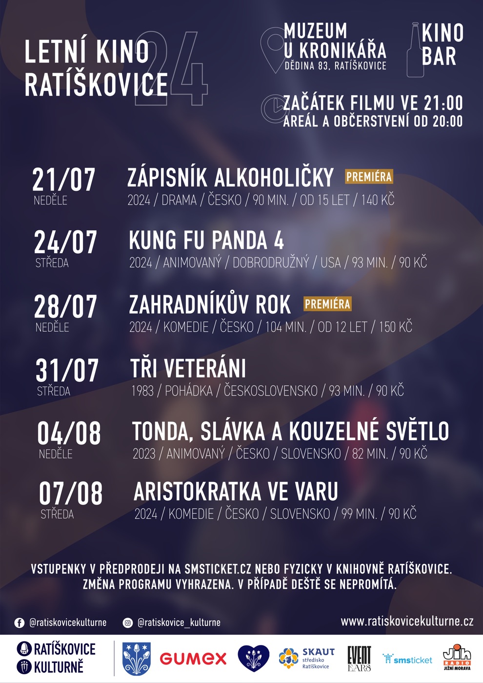 Plakát Letního kina Ratíškovice 2024