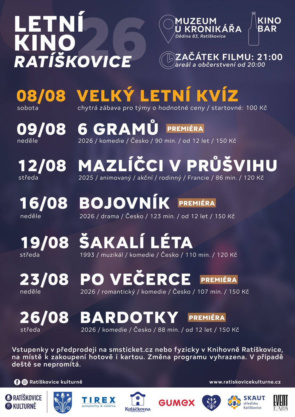 Plakát Letního kina Ratíškovice 2026